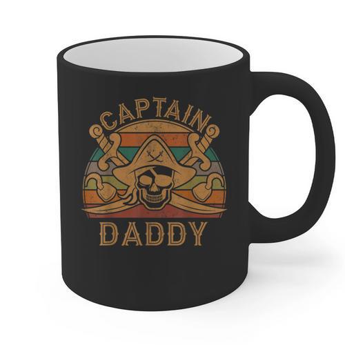 Captain Daddy Pirate Jolly Roger Flag Dad Halloween Graphic Print Coffee Mug - Father's Day Fun