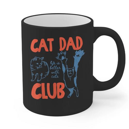 Cat Dad Club Life Is Better With Cats Cat Dad Retro Graphic Print Coffee Mug - Father's Day Fun