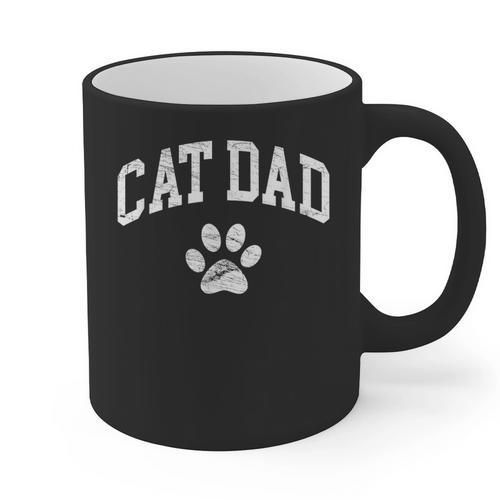 Cat Dad Vintage Distressed Cat Paw Graphic Print Coffee Mug - Father's Day Fun