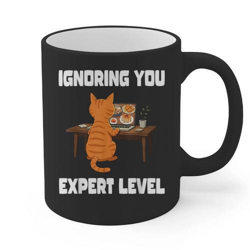 Cat Ignoring You Expert Level Orange Tabby Introvert Graphic Print Coffee Mug - Raresse