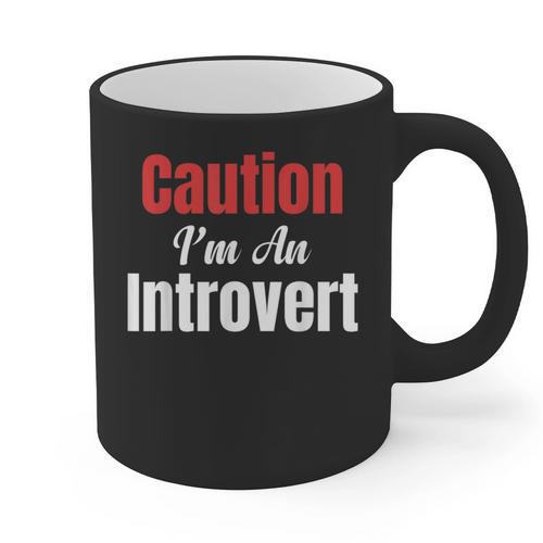 Caution I'm An Introvert Sarcastic Geek Video Gamer Jokes Graphic Print Coffee Mug - Raresse