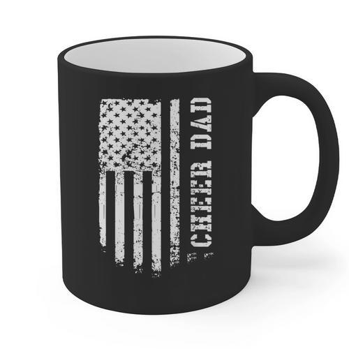 Cheer Dad Cheerleading American Flag Fathers Day Cheerleader Graphic Print Coffee Mug - Father's Day Fun