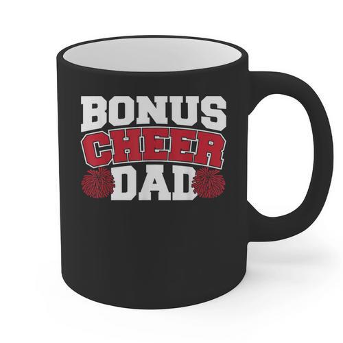 Cheer Stepdad Bonus Cheer Dad Red Graphic Print Coffee Mug - Father's Day Fun