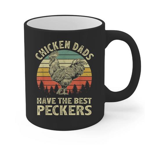 Chicken Dads Have The Best Peckers Vintage Apparel Graphic Print Coffee Mug - Father's Day Fun