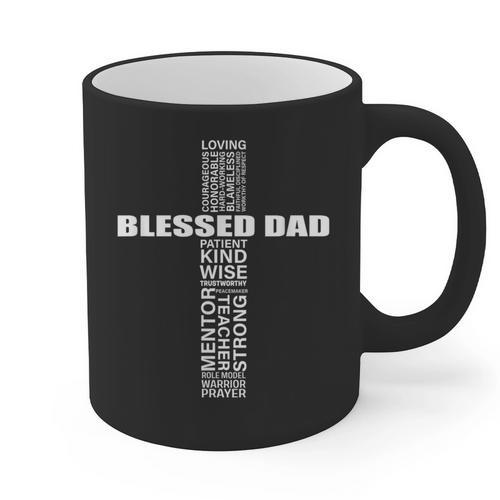 Christian Blessed Dad Cross Father's Day Best Dad Graphic Print Coffee Mug - Father's Day Fun