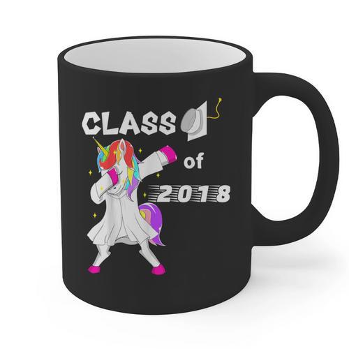Class Of 2018 Graduation Him Her Unicorn Dabbing Shirt Graphic Print Coffee Mug - Best Gift Smart