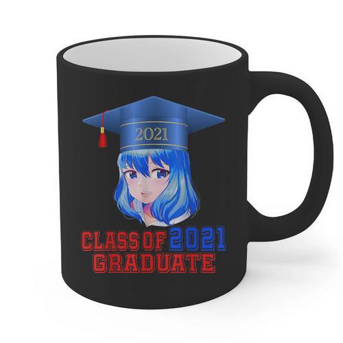 Class Of 2021 Graduate Kawaii Anime Girl School Graduation Graphic Print Coffee Mug - Best Gift Smart