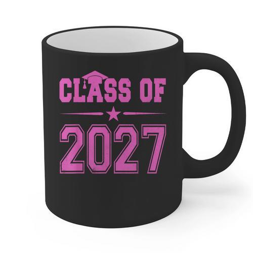 Class Of 2027 Pink Girls Shirt Graduation Graphic Print Coffee Mug - Best Gift Smart