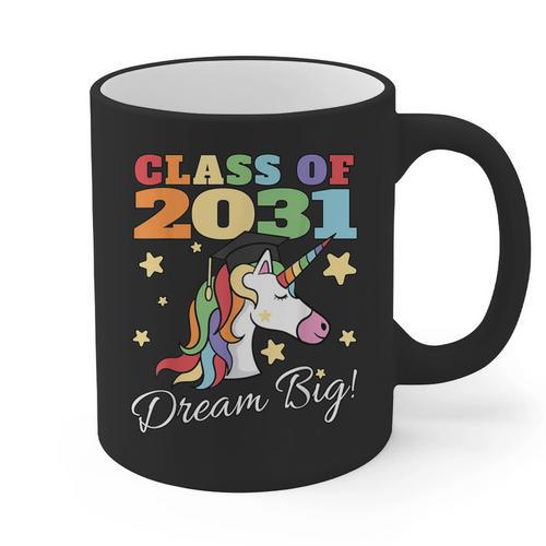 Class Of 2031 Magical Unicorn Graduation Cap Graphic Print Coffee Mug - Best Gift Smart