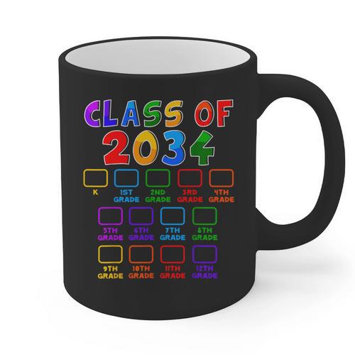 Class Of 2034 Grow With Me Graduation First Day Of School Graphic Print Coffee Mug - Best Gift Smart