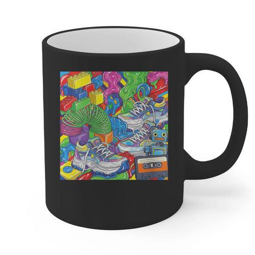 Colorful Kidcore 90s Nostalgia Meme Sneakers Robot Toy Slime Graphic Print Coffee Mug - Figerry