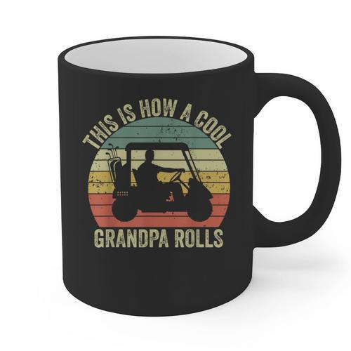 This Is How A Cool Grandpa Rolls Vintage Golf Dad Grandpa Graphic Print Coffee Mug - Father's Day Fun