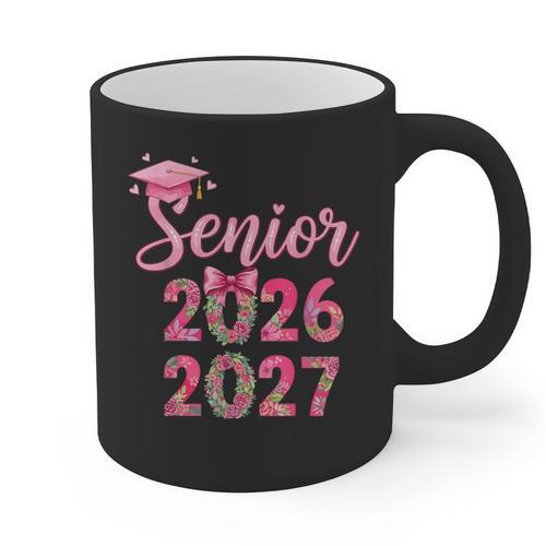 Coquette Pink Bow Flowers Senior 2026 2027 Graduation Graphic Print Coffee Mug - Best Gift Smart