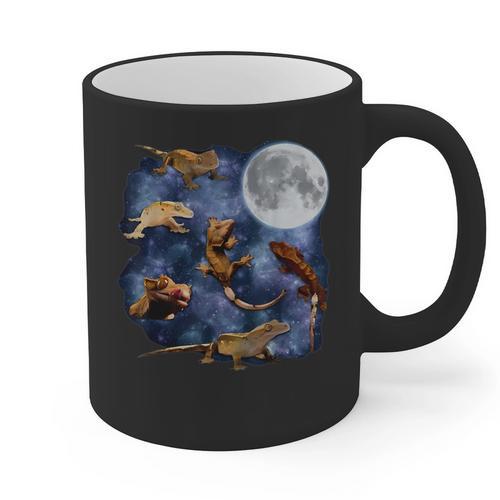 Crested Gecko Moon Retro Reptile Mom Dad Breeder Lover Graphic Print Coffee Mug - Father's Day Fun