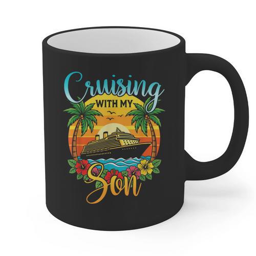 Cruising With My Son Mom Dad Cruise Vacation Matching Graphic Print Coffee Mug - Father's Day Fun