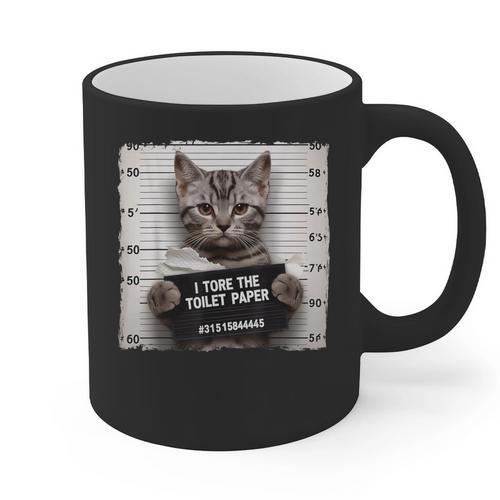 Cute Cat Mugshot Humorous Cat For Cats Lover Cat Mom Cat Dad Graphic Print Coffee Mug - Father's Day Fun