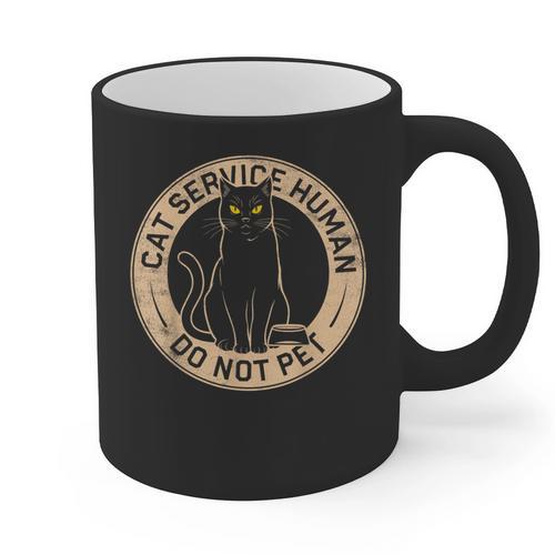 Cute Introvert Cat Service Human Do Not Pet Cat Joke Graphic Print Coffee Mug - Raresse