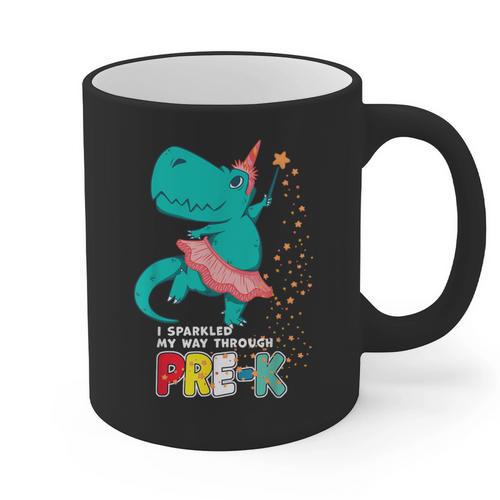 Cute Magical Ballerina Dino Unicorn Pre-K Graduation Graphic Print Coffee Mug - Best Gift Smart