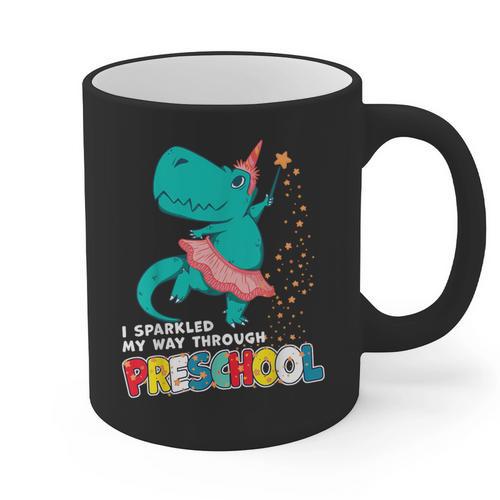 Cute Magical Ballerina Dino Unicorn Preschool Graduation Graphic Print Coffee Mug - Best Gift Smart