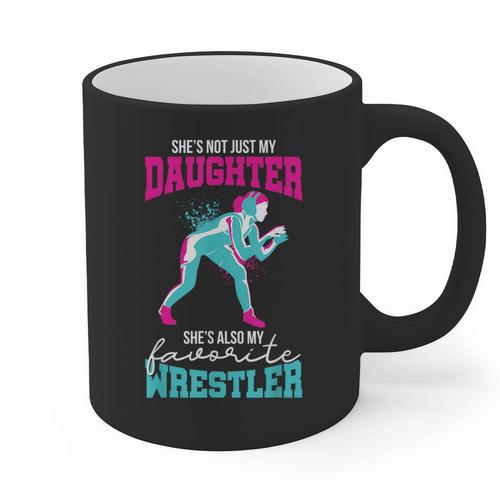 Cute Wrestling Daughter Favorite Wrestler Dad Mom Graphic Print Coffee Mug - Father's Day Fun