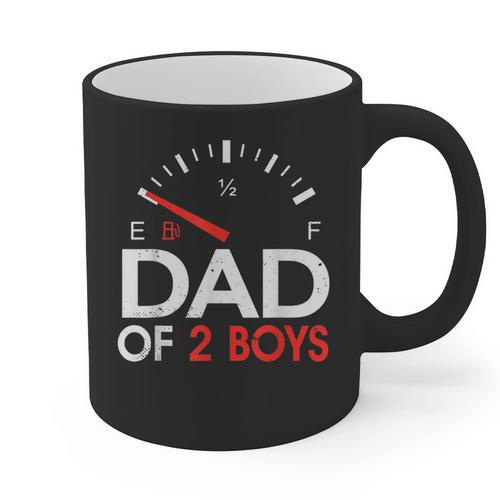 Dad Of 2 Boys Fuel Gas Gauge Father Of Two Sons Men Graphic Print Coffee Mug - Father's Day Fun