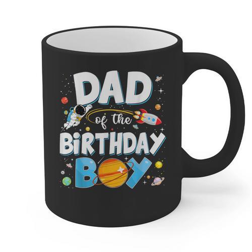 Dad Of The Birthday Boy Astronaut Family Space Planets Graphic Print Coffee Mug - Father's Day Fun