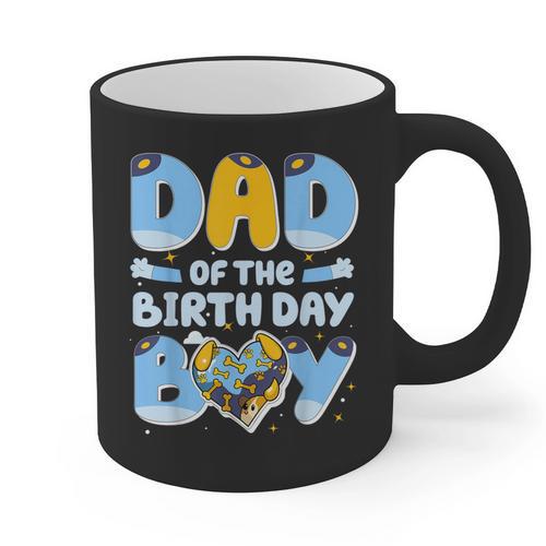 Dad Of The Birthday Boy Blue Dog Family Matching Graphic Print Coffee Mug - Father's Day Fun