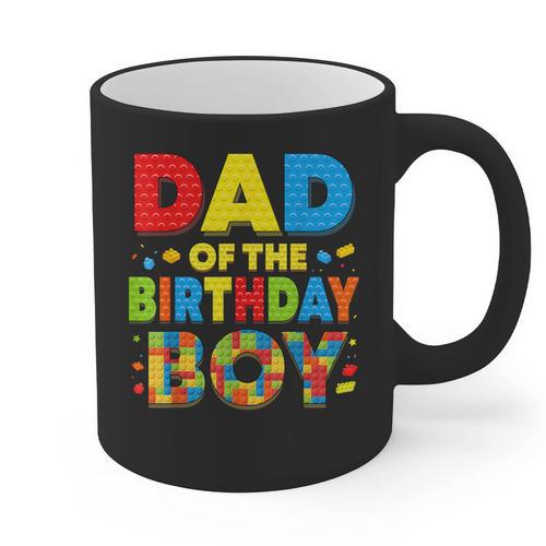 Dad Of The Birthday Boy Building Block Birthday Graphic Print Coffee Mug - Father's Day Fun