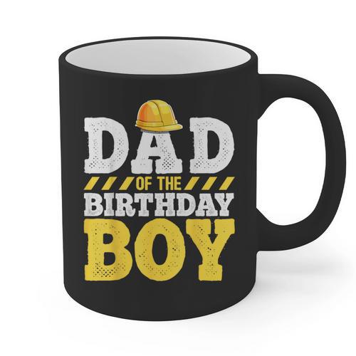 Dad Of The Birthday Boy Construction Birthday Party Hat Men Graphic Print Coffee Mug - Father's Day Fun