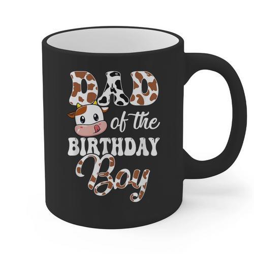 Dad Of The Birthday Boy Cow Farm 1St Birthday Boy Graphic Print Coffee Mug - Father's Day Fun