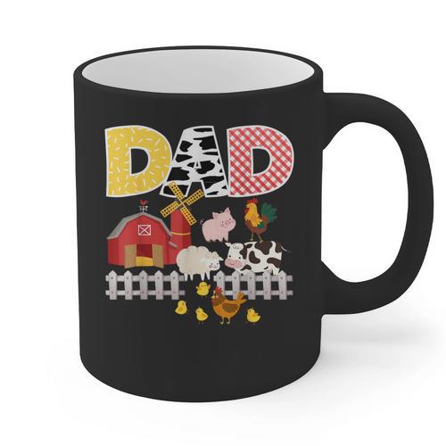 Dad Birthday Boy Farm Animal Farming Farmer Family B-Day Graphic Print Coffee Mug - Father's Day Fun