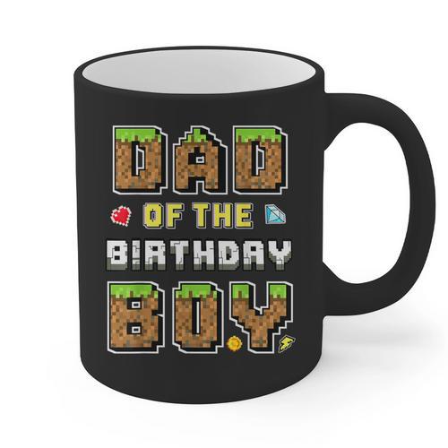 Dad Of The Birthday Boy Gamer Pixel Birthday Party Matching Graphic Print Coffee Mug - Father's Day Fun