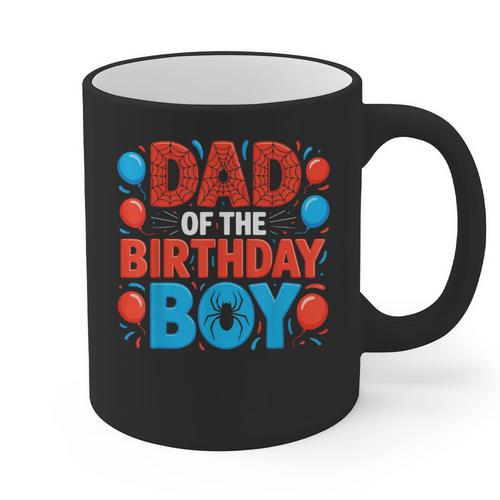 Dad Of The Birthday Boy Spider Web Party Graphic Print Coffee Mug - Father's Day Fun