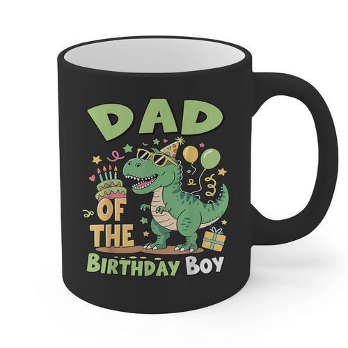 Dad Of The Birthday Boy T Rex Dinosaur Family Party Graphic Print Coffee Mug - Father's Day Fun
