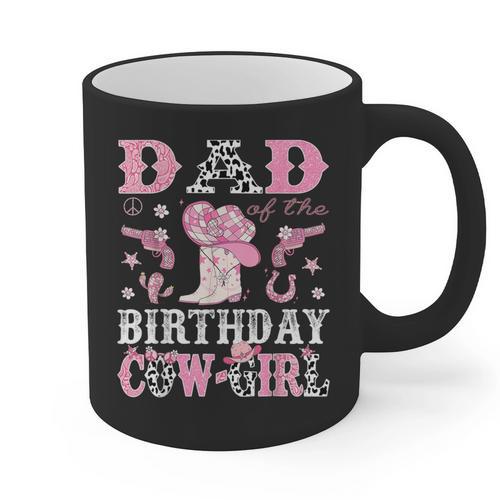 Dad Of The Birthday Cowgirl Pink Disco Rodeo Western Graphic Print Coffee Mug - Father's Day Fun