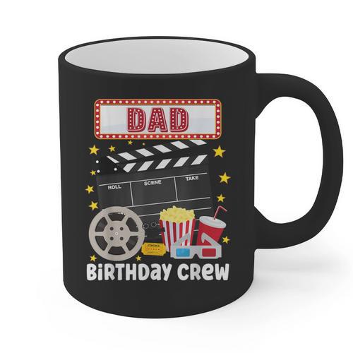 Dad Birthday Crew Movie Night Theme Matching Party Graphic Print Coffee Mug - Father's Day Fun