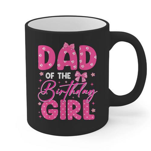 Dad Of The Birthday Girl Pink Bow Birthday Girl Family Graphic Print Coffee Mug - Father's Day Fun