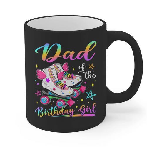 Dad Of The Birthday Girl Rolling Skate Family Matching Graphic Print Coffee Mug - Father's Day Fun
