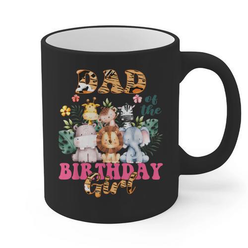 Dad Of The Birthday Girl Zoo Theme Animal Party Safari Cool Graphic Print Coffee Mug - Father's Day Fun