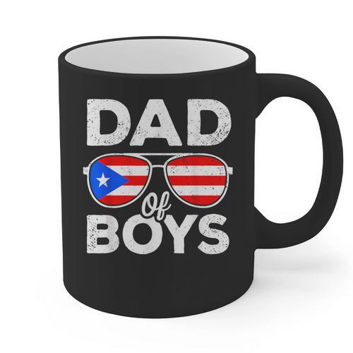 Dad Of Boys Fathers Day Retro Puerto Rico Flag Boricua Dad Graphic Print Coffee Mug - Father's Day Fun
