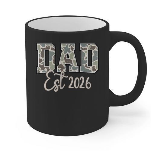 Dad Est 2026 Camo Old School Men Father's Day Dada Graphic Print Coffee Mug - Father's Day Fun