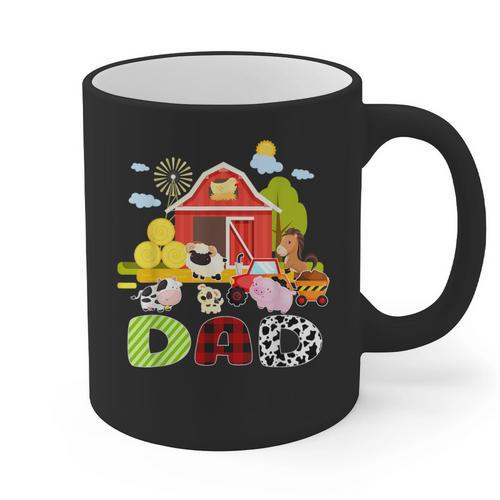 Dad Farm Animal Birthday Family Matching Party Graphic Print Coffee Mug - Father's Day Fun