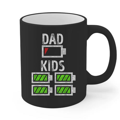 Dad Of Four Low Battery Father Of 4 Kids Dad Graphic Print Coffee Mug - Father's Day Fun