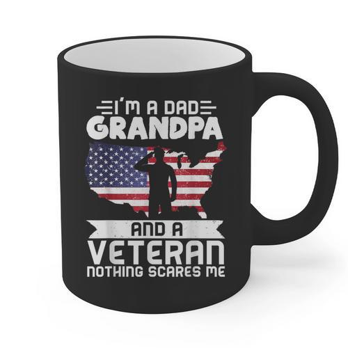 Dad Grandpa Veteran Nothing Scares Patriotic Veterans Day Graphic Print Coffee Mug - Father's Day Fun