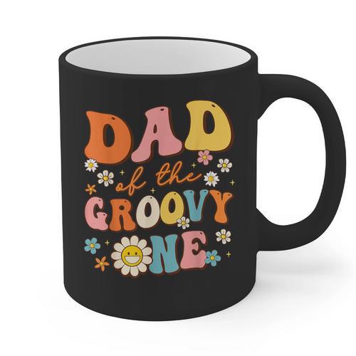 Dad Of The Groovy One 1st Birthday Pregnancy Announcement Graphic Print Coffee Mug - Father's Day Fun