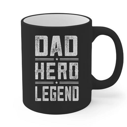Dad Hero Legend Vintage Distressed Dad Graphic Print Coffee Mug - Father's Day Fun
