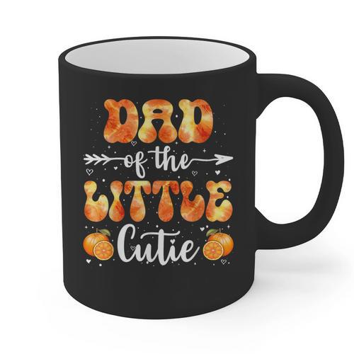Dad Little Cutie Baby Shower Orange 1st Birthday Party Graphic Print Coffee Mug - Father's Day Fun