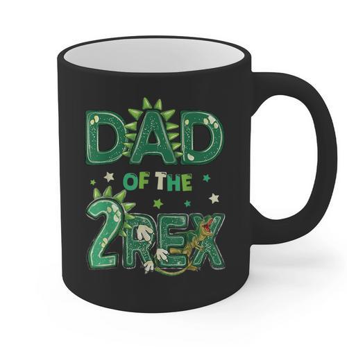 Dad Of The Two Rex Birthday Dinosaur Family Matching Graphic Print Coffee Mug - Father's Day Fun