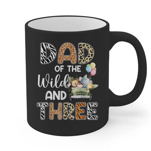 Dad Of The Wild And Three 3 Birthday Zoo Theme Safari Jungle Graphic Print Coffee Mug - Father's Day Fun