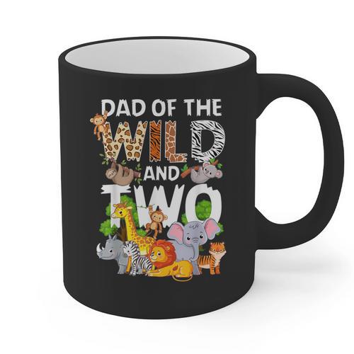 Dad Of The Wild Two Zoo 2nd Birthday Safari Jungle Animal Graphic Print Coffee Mug - Father's Day Fun